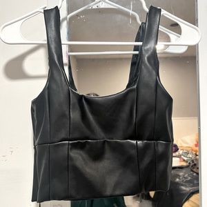 F21 black leather tank